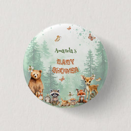 Chapa Redonda De 2,5 Cm animales del bosque botanica baby shower