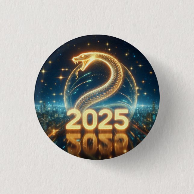 Chapa Redonda De 2,5 Cm Año de la serpiente china (Anverso)