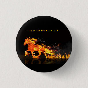 Chapa Redonda De 2,5 Cm Año del Caballo 2026 (Caballo de Fuego}