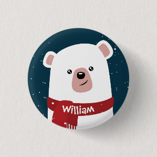 Chapa Redonda De 2,5 Cm Año Nuevo del navidad del oso polar personalizado