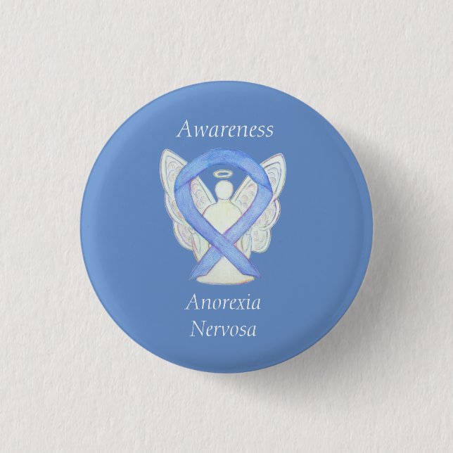 Chapa Redonda De 2,5 Cm Anorexia Nervosa Awareness Ribbon Angel Personaliz (Anverso)