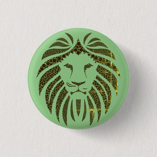 CHAPA REDONDA DE 2,5 CM ANTECEDENTES VERDES DE LION HEAD (Anverso)