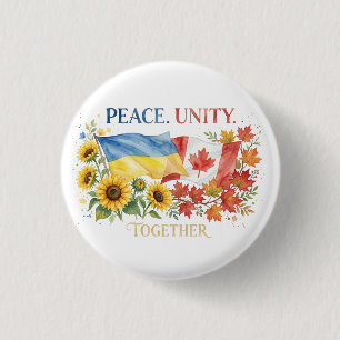 Chapa Redonda De 2,5 Cm Apoyo ucraniano y canadiense. Paz. Unidad.