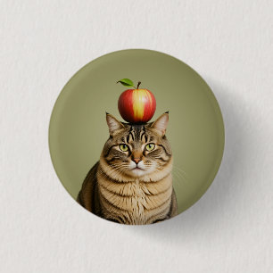 Chapa Redonda De 2,5 Cm Apple Cat