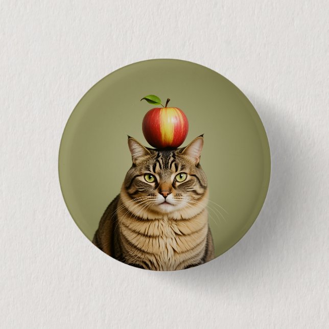 Chapa Redonda De 2,5 Cm Apple Cat (Anverso)
