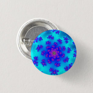 Chapa Redonda De 2,5 Cm Aqua Floral Sprinkles