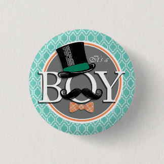 Chapa Redonda De 2,5 Cm Aqua Turquoise Retro Funny Boy Baby Shower