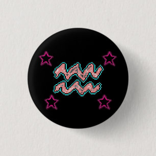 Chapa Redonda De 2,5 Cm AQUARIUS Stars