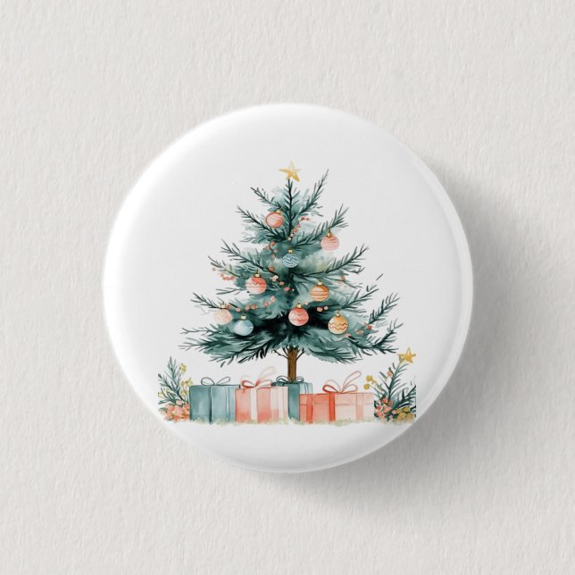 Chapa Redonda De 2,5 Cm árbol de Navidad  (Anverso)