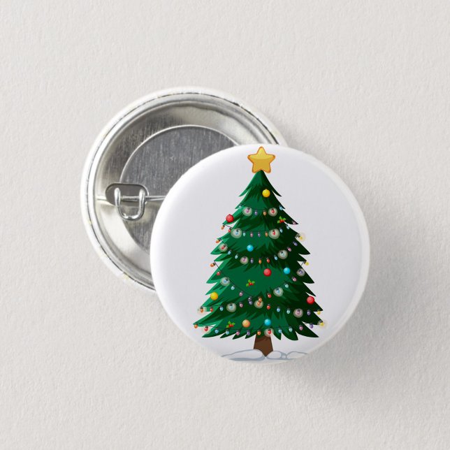 Chapa Redonda De 2,5 Cm Árbol de Navidad (Pretty Green Christmas Tree Button!)