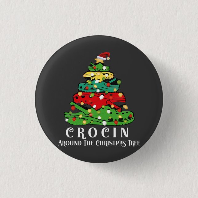 Chapa Redonda De 2,5 Cm árbol de Navidad (Anverso)