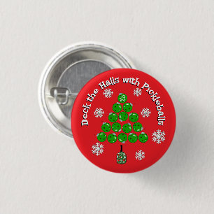 Chapa Redonda De 2,5 Cm Árbol de Navidad de Pickleball Personalizado para