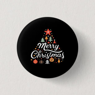 Chapa Redonda De 2,5 Cm Árbol de Navidad Feliz Navidad Clásico