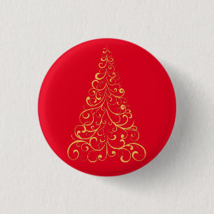 Chapa Redonda De 2,5 Cm Árbol de navidad - rojo
