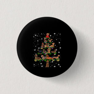 Chapa Redonda De 2,5 Cm Árbol navideño de Dachshund cubierto por linterna