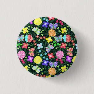 Chapa Redonda De 2,5 Cm Arcoiris de flor de mariposa