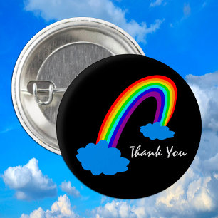 Chapa Redonda De 2,5 Cm Arcoiris y gracias/servicios de emergencia