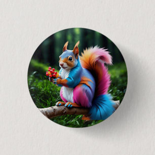 Chapa Redonda De 2,5 Cm Ardilla Cuta En La Rama-19274