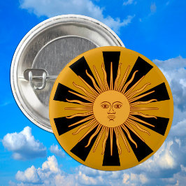 Chapa Redonda De 2,5 Cm Argentina Sol dorado, moda Sol de Mayo