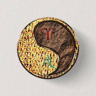 Chapa Redonda De 2,5 Cm Aries y Earth Dog