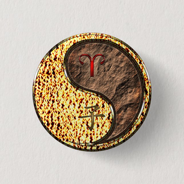 Chapa Redonda De 2,5 Cm Aries y Earth Rat (Anverso)