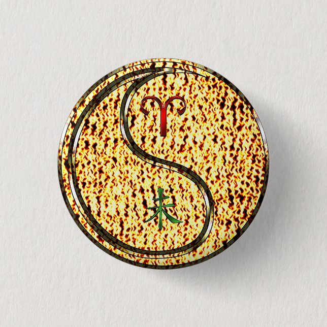 Chapa Redonda De 2,5 Cm Aries y Fire Goat (Anverso)