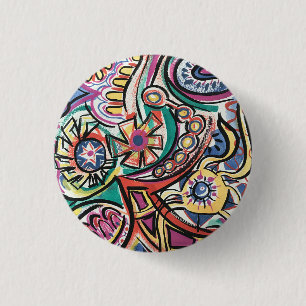 Chapa Redonda De 2,5 Cm Arte abstracto moderno tropical pintado a mano