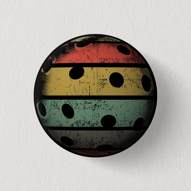 Chapa Redonda De 2,5 Cm Arte apenado estilo retro de Pickleball (Anverso)