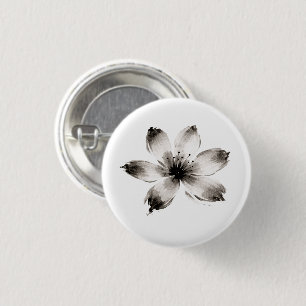 Chapa Redonda De 2,5 Cm Arte botánico de flor de tinta inspirado en garden