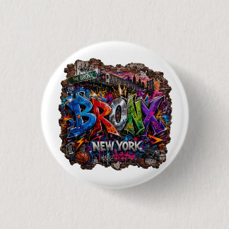 Chapa Redonda De 2,5 Cm Arte callejero de grafiti urbano del Bronx Nueva Y