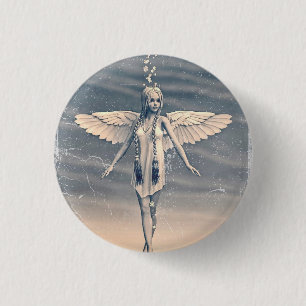 Chapa Redonda De 2,5 Cm Arte de arcoíris del ángel de la guarda vintage