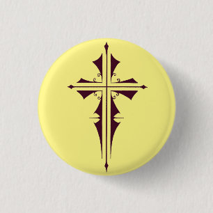 Chapa Redonda De 2,5 Cm Arte de Cruz Cristiana Púrpura Real