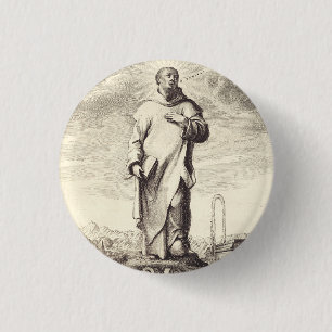 Chapa Redonda De 2,5 Cm Arte de estilo grabado antiguo de San Bruno de Col