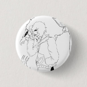 Chapa Redonda De 2,5 Cm Arte de Fantasía Anime Oscura Cuervo y Demonio