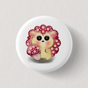 Chapa Redonda De 2,5 Cm Arte de hongo rojo Kawaii lindo erizo sombrilla
