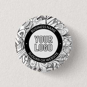 Chapa Redonda De 2,5 Cm Arte de línea moderna y su logotipo con texto edit