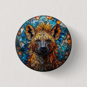 Chapa Redonda De 2,5 Cm Arte de mosaico de vidrio teñido de hiena majestuo