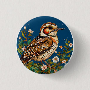 Chapa Redonda De 2,5 Cm Arte de Pájaros Coloridos
