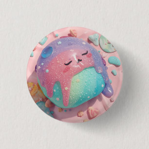 Chapa Redonda De 2,5 Cm Arte de personaje de dulce kawaii con goteo de pas