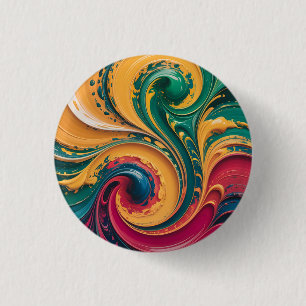 Chapa Redonda De 2,5 Cm Arte de remolino líquido abstracto vibrante