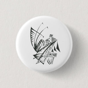 Chapa Redonda De 2,5 Cm Arte de tatuaje tribal abstracto blanco y negro de