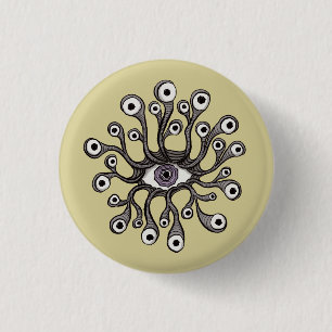 Chapa Redonda De 2,5 Cm Arte de Tentáculo de Ojo Surrealista Weirdcore
