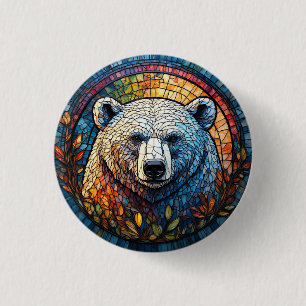 Chapa Redonda De 2,5 Cm Arte de vidrio emplomado del majestuoso oso polar