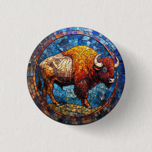 Chapa Redonda De 2,5 Cm Arte de vidrio teñido de Búfalo