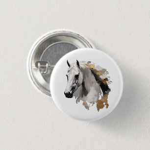 Chapa Redonda De 2,5 Cm Arte del Caballo Blanco Galopante Grace