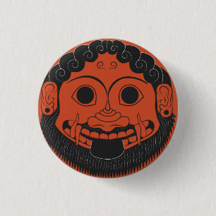 Chapa Redonda De 2,5 Cm Arte del griego clásico de Apotropaic de la medus