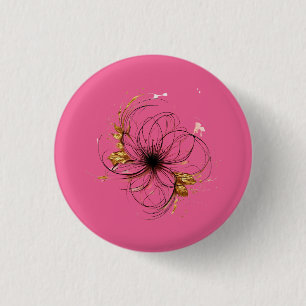 Chapa Redonda De 2,5 Cm Arte floral elegante en acuarela