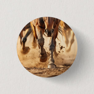 Chapa Redonda De 2,5 Cm Arte fotorealista de caballos corriendo Éxodo Equi