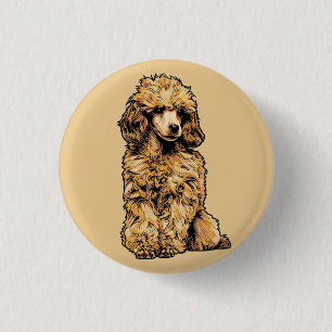 Chapa Redonda De 2,5 Cm Arte gráfico retro de medio tono de cómic de perro