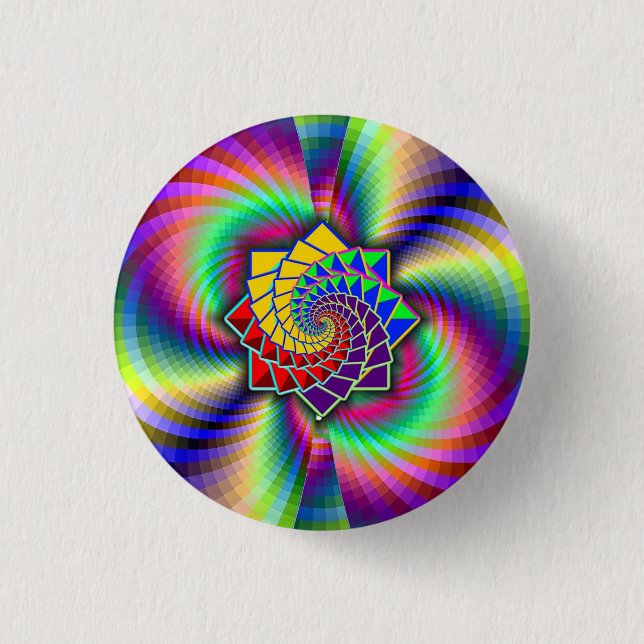Chapa Redonda De 2,5 Cm Arte matemático espiral arcoiris (Anverso)